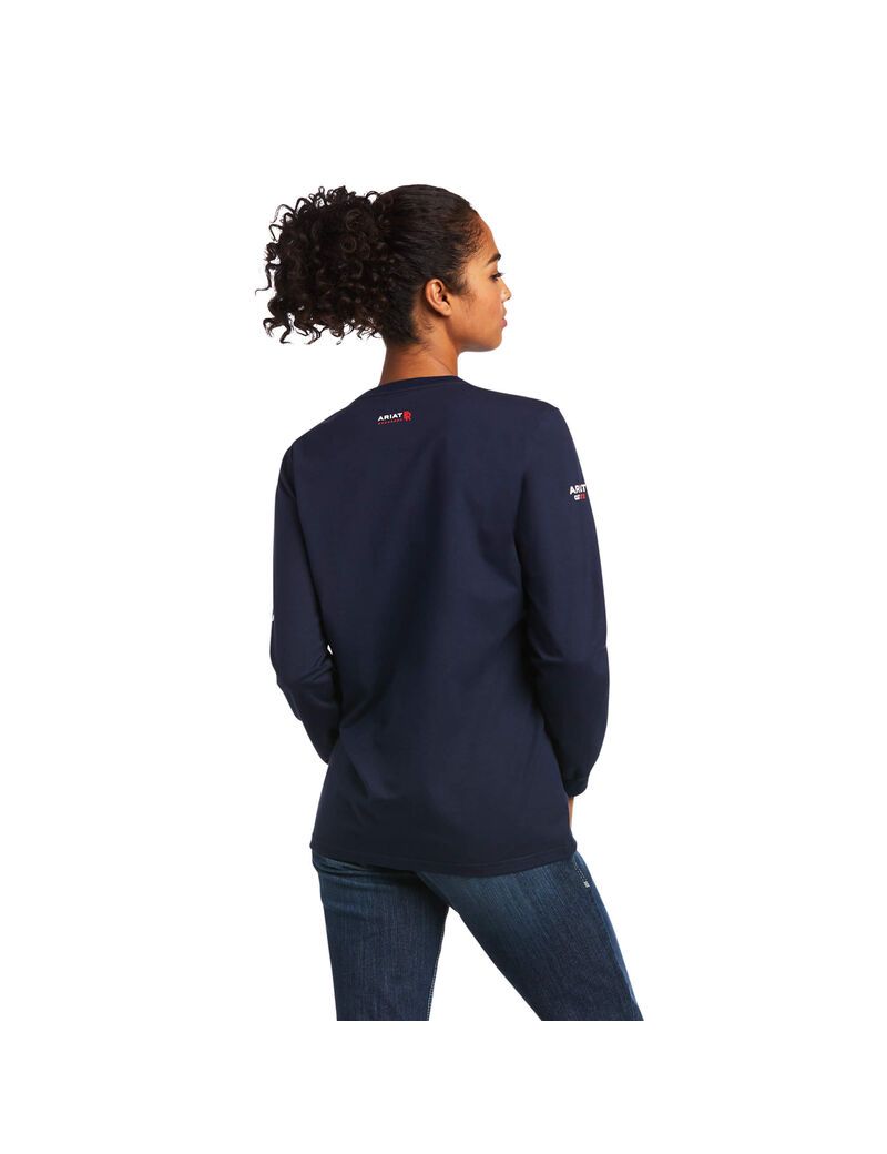 Chemises Ariat FR Stretch Logo Bleu Marine | 987654CFK