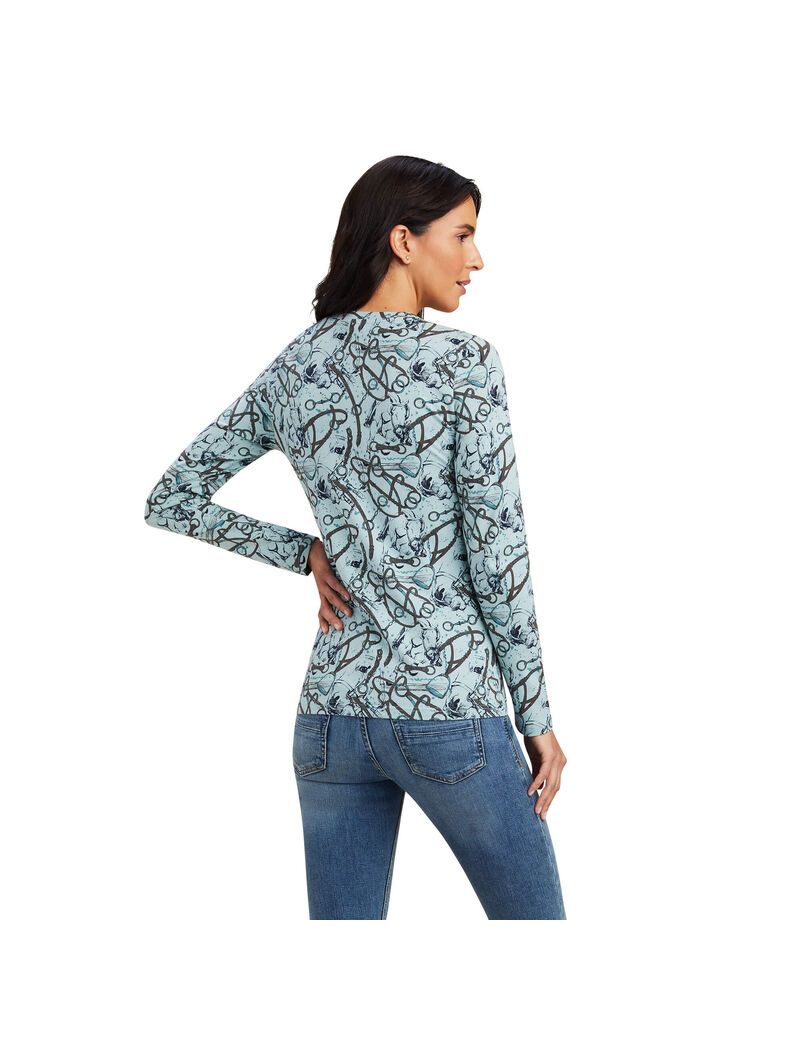 Chemises Ariat Melange Print Bleu | 708354WUM