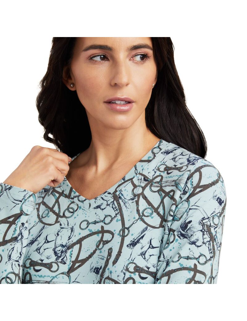 Chemises Ariat Melange Print Bleu | 708354WUM