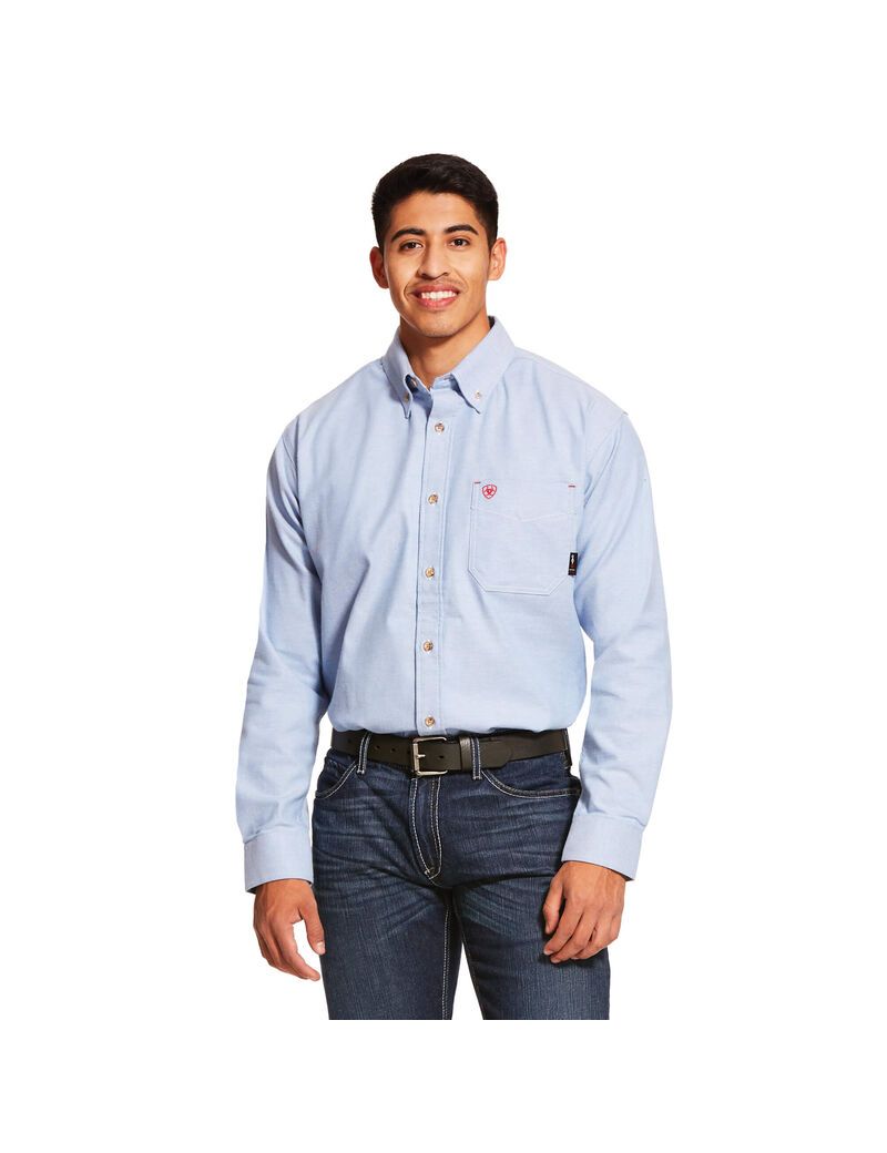 Chemises De Costume Ariat FR Solid Twill DuraStretch Travail Bleu | 912387KQB