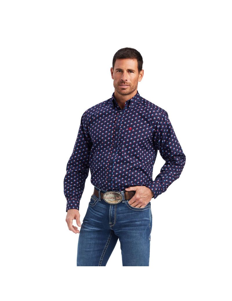 Chemises De Costume Ariat Nosson Classiche Fit Bleu | 579203TRJ