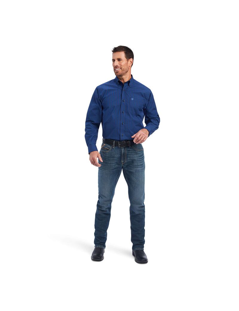 Chemises De Costume Ariat Pro Series Nelson Classiche Fit Bleu | 753186DKW