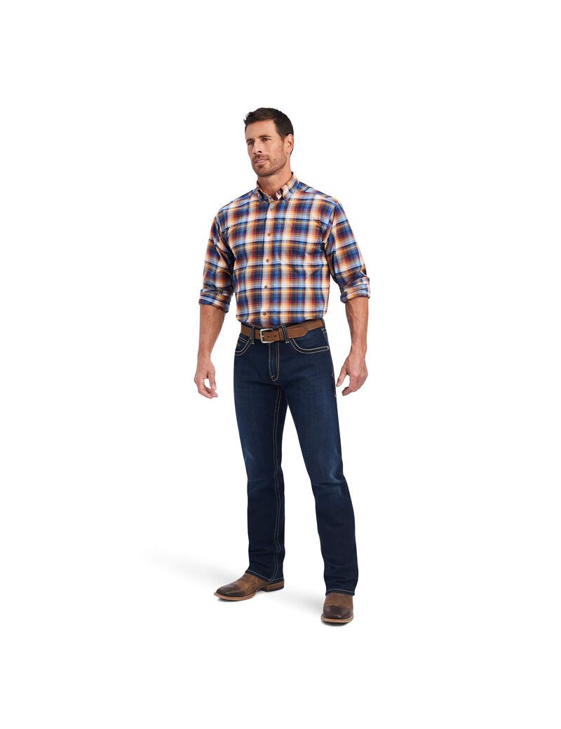 Chemises De Costume Ariat Pro Series Nigel Stretch Classiche Fit Bleu | 759468VXJ