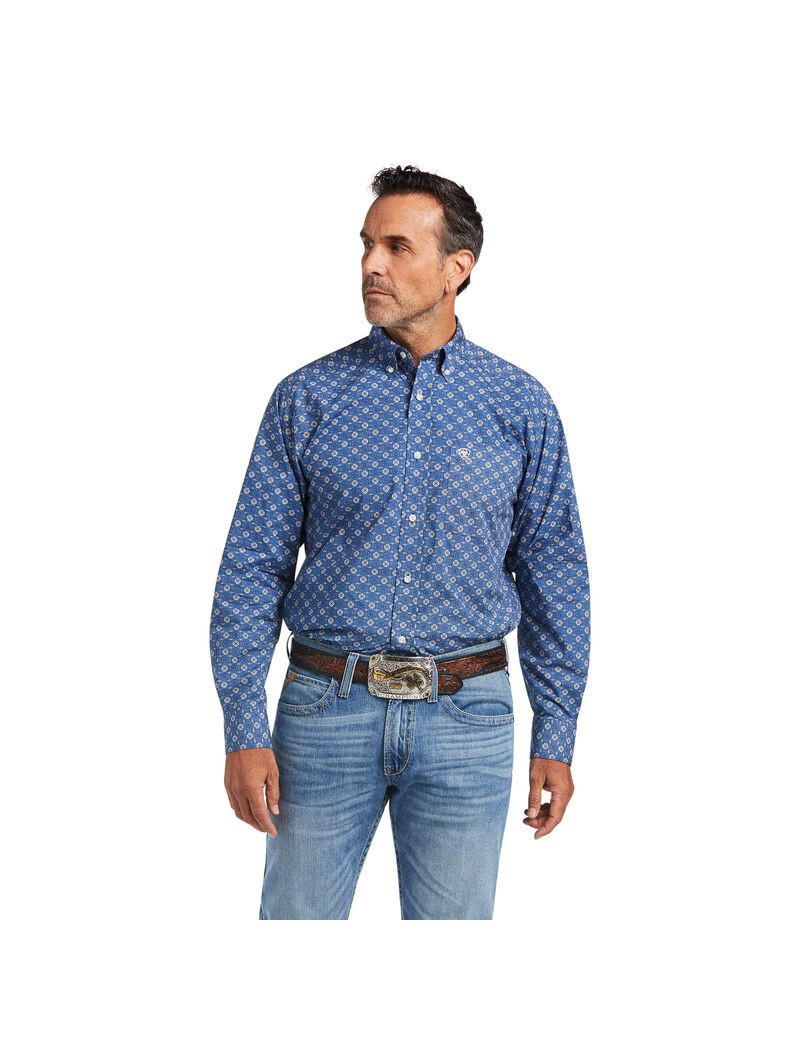 Chemises De Costume Ariat Qhama Classiche Fit Bleu Foncé | 256789RZV