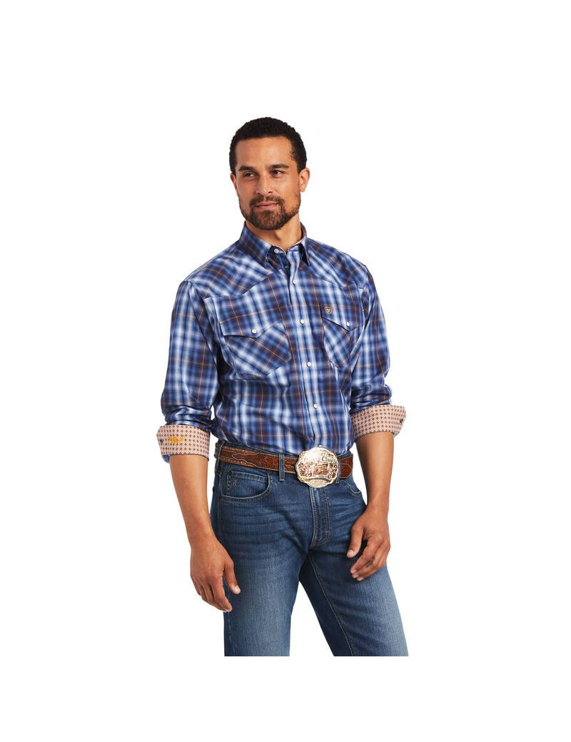 Chemises De Costume Ariat Relentless Inexorable Stretch Classiche Fit Snap Bleu | 571423OLX