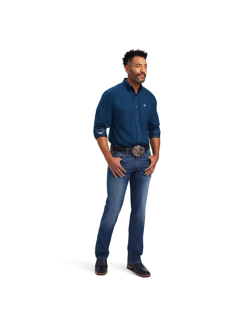 Chemises De Costume Ariat Relentless Skillful Stretch Classiche Fit Bleu Marine | 398564LWD