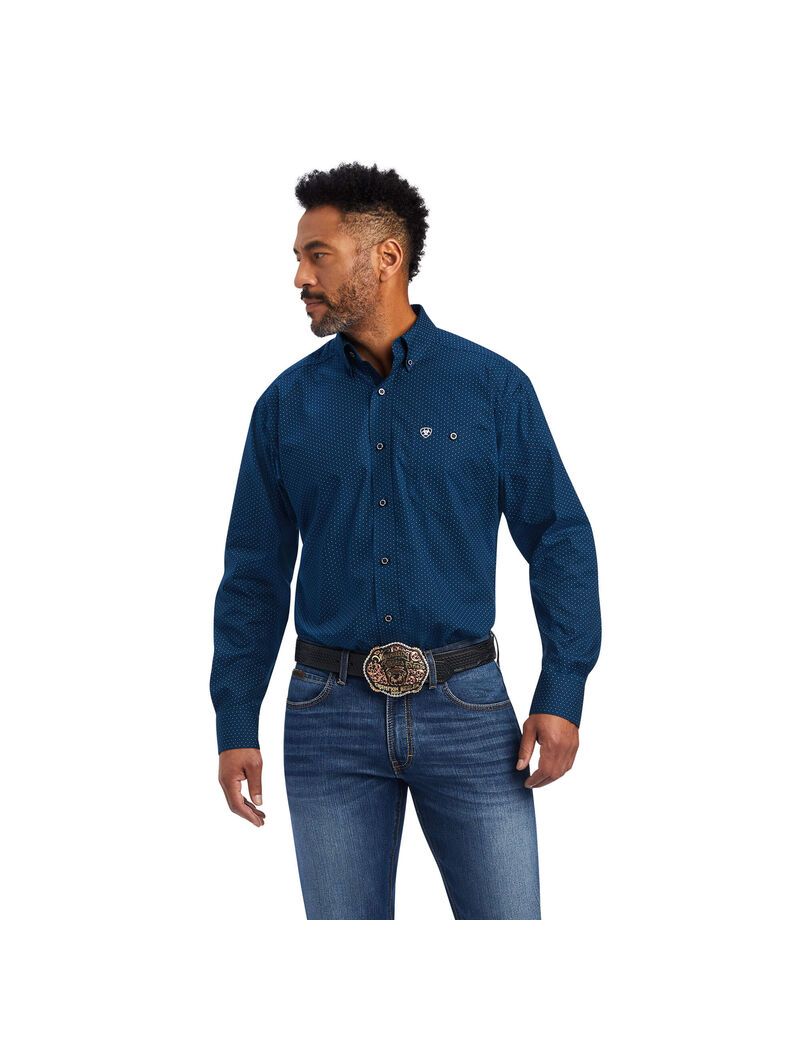 Chemises De Costume Ariat Relentless Skillful Stretch Classiche Fit Bleu Marine | 398564LWD