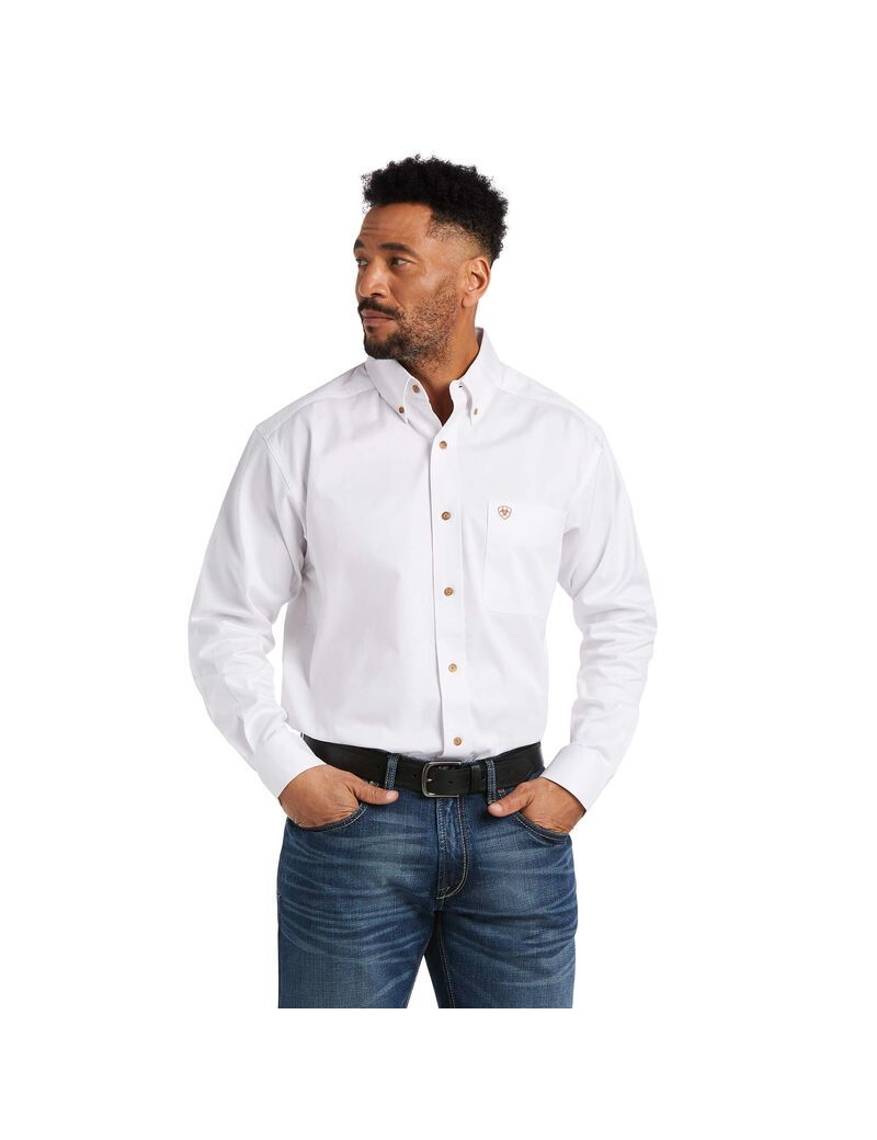 Chemises De Costume Ariat Solid Twill Classiche Fit Blanche | 890531CGR