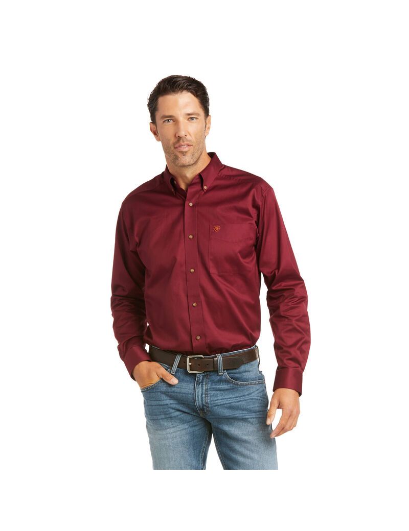 Chemises De Costume Ariat Solid Twill Fitted Bordeaux | 619827DSW