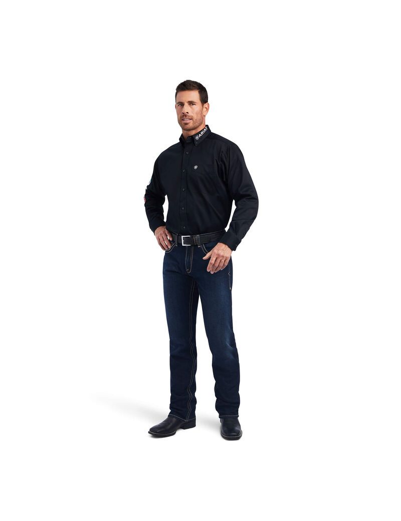 Chemises De Costume Ariat Team Logo Twill Classiche Fit Noir | 156278CMI