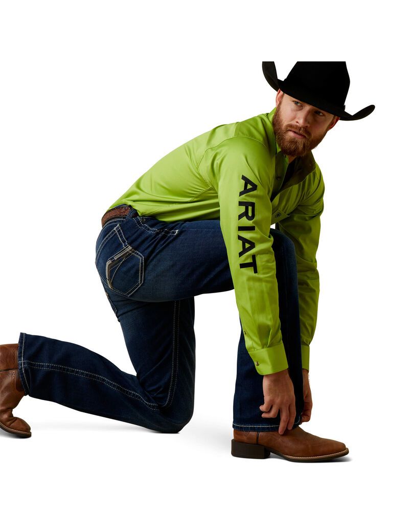 Chemises De Costume Ariat Team Logo Twill Fitted Vert | 986271VDK