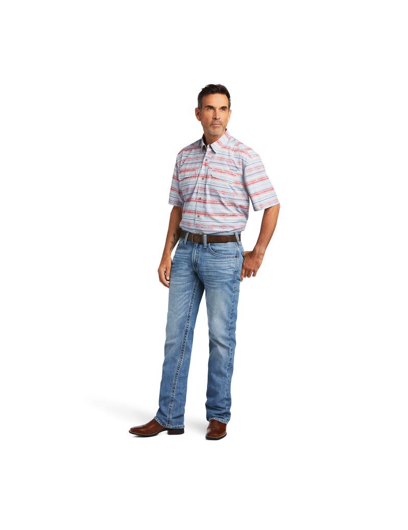 Chemises De Costume Ariat VentTEK Outbound Classiche Fit Bleu | 657194ORL