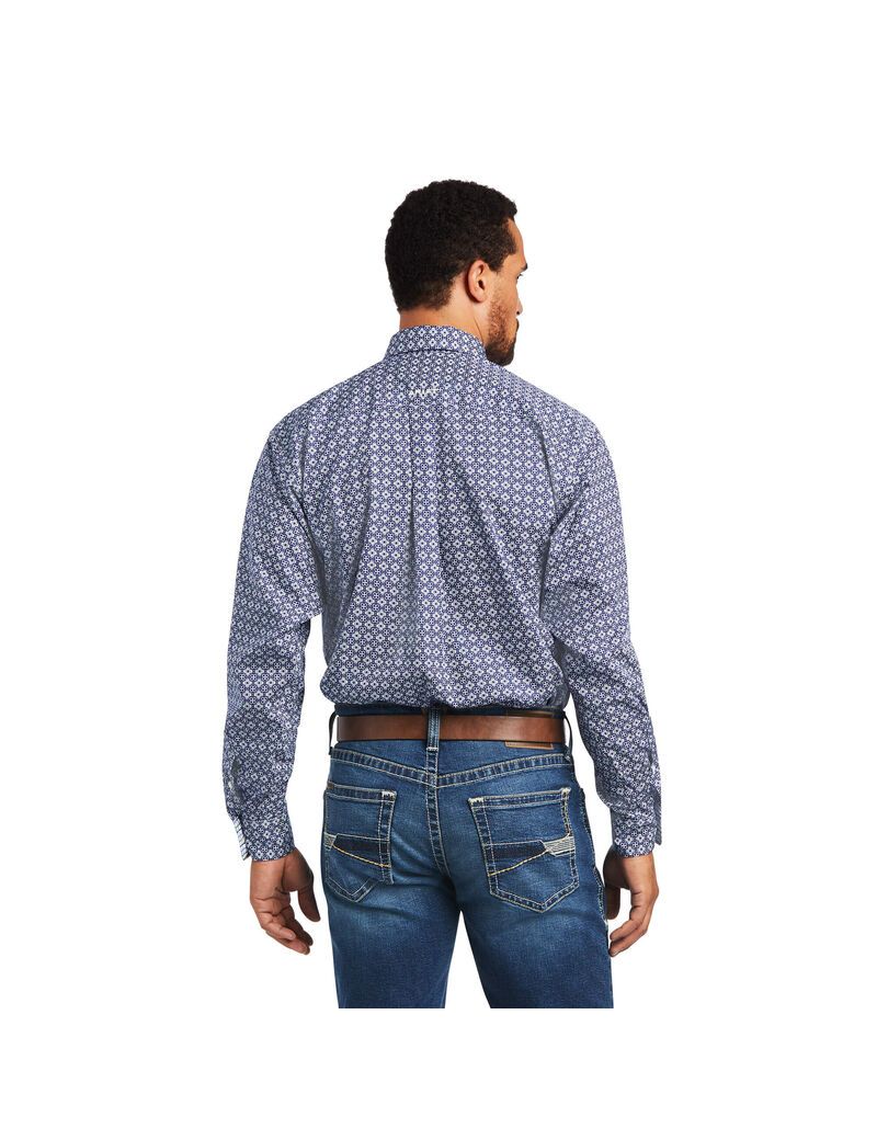 Chemises De Costume Ariat Wrinkle Free Ernest Classiche Fit Bleu Marine Bleu | 247603BUE