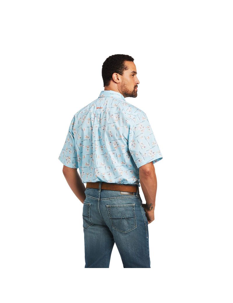 Chemises De Costume Ariat Wrinkle Free Yariel Classiche Fit Bleu | 761892GIY