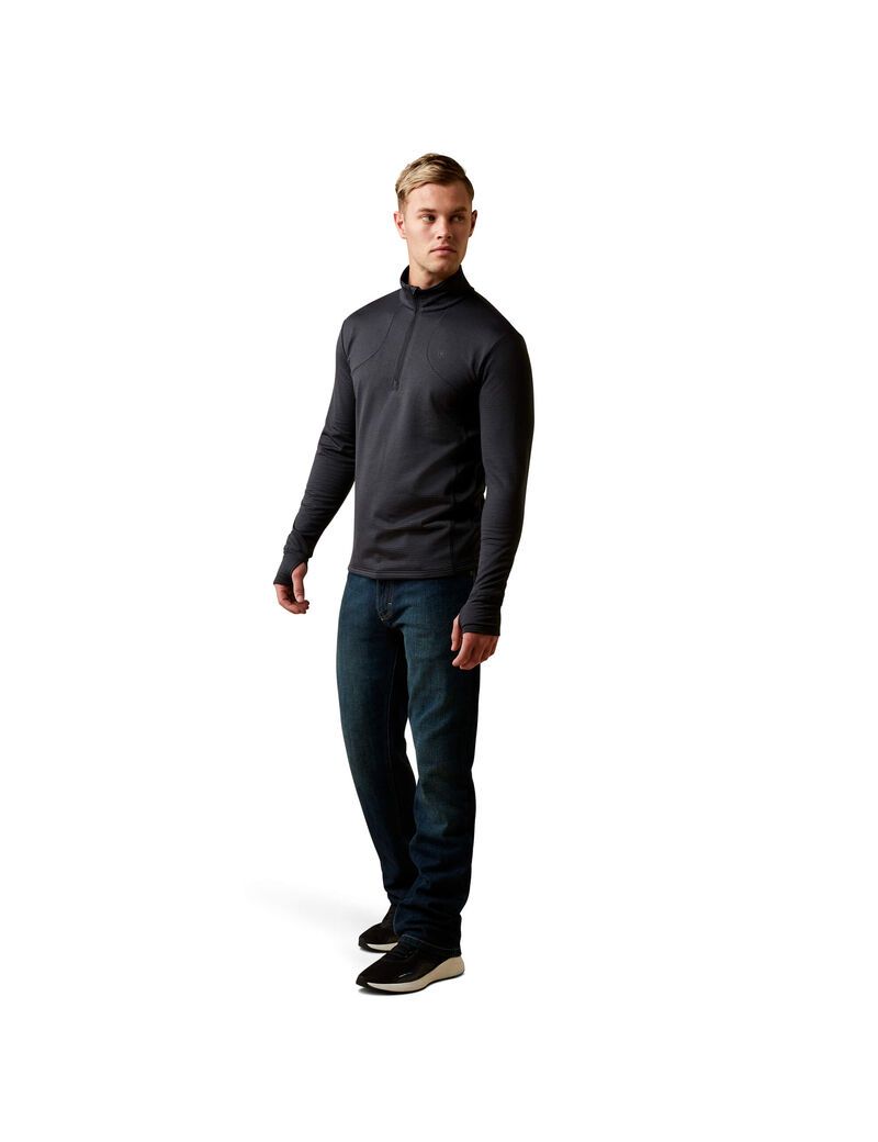 Couches Intermédiaires Ariat Gridwork 1/4 Zip Noir | 049176TQH