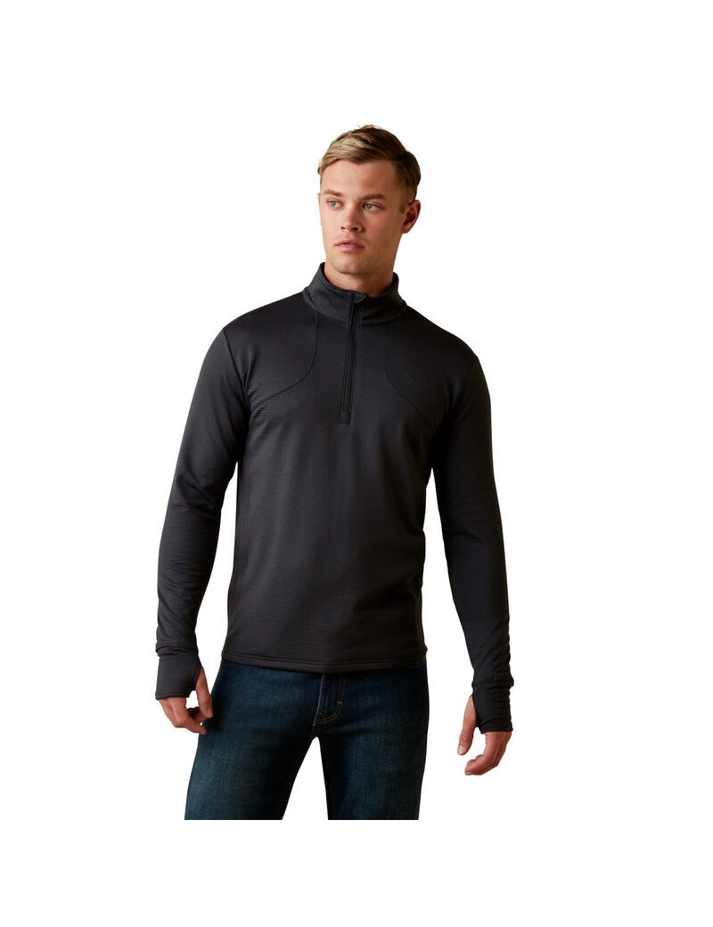 Couches Intermédiaires Ariat Gridwork 1/4 Zip Noir | 049176TQH