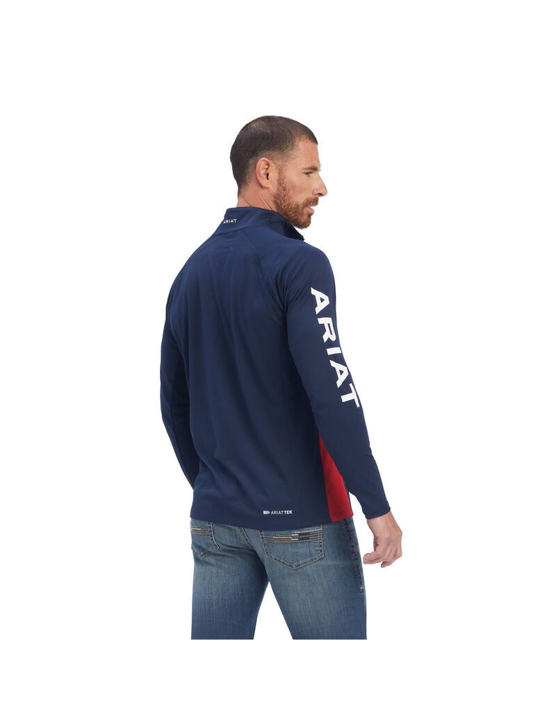 Couches Intermédiaires Ariat Sunstopper Team 1/4 Zip Bleu Marine | 597463DQE