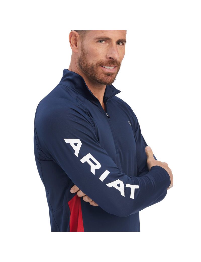 Couches Intermédiaires Ariat Sunstopper Team 1/4 Zip Bleu Marine | 597463DQE