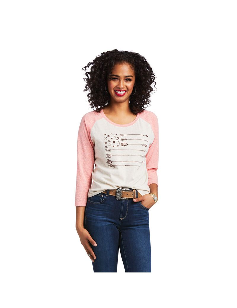 Hauts Ariat Arrow Raglan Beige | 530746DMI