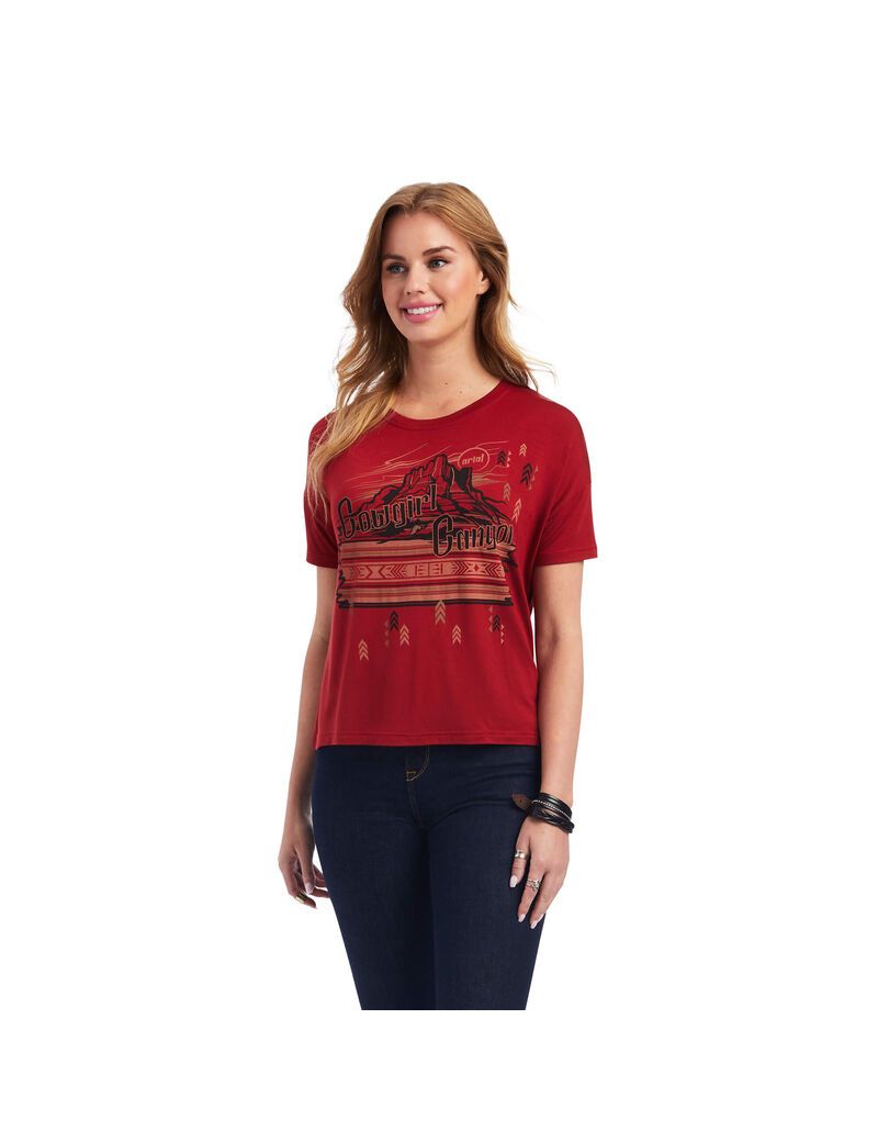 Hauts Ariat Cowgirl Canyon Tee Orange Rose | 209531JHB