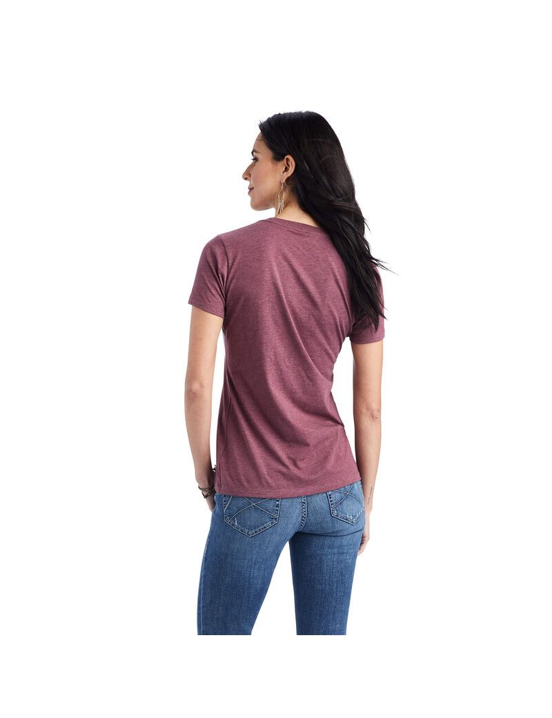 Hauts Ariat Floral Lettres Tee Bordeaux | 925468WRD