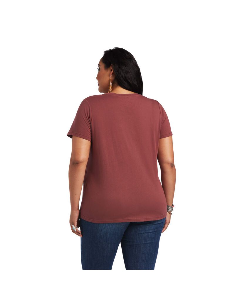 Hauts Ariat REAL Bucking Bronc Tee Rose Marron | 109468SKX