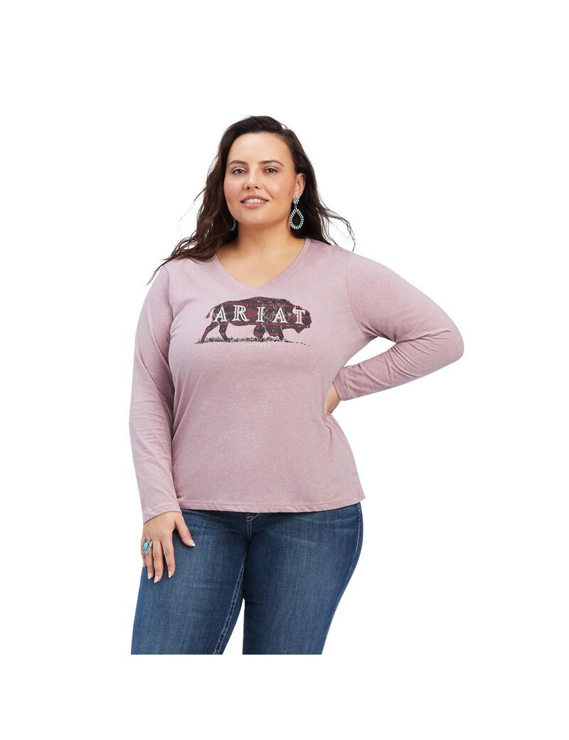 Hauts Ariat REAL Chest Logo Relaxed Tee Rose | 810935UVI