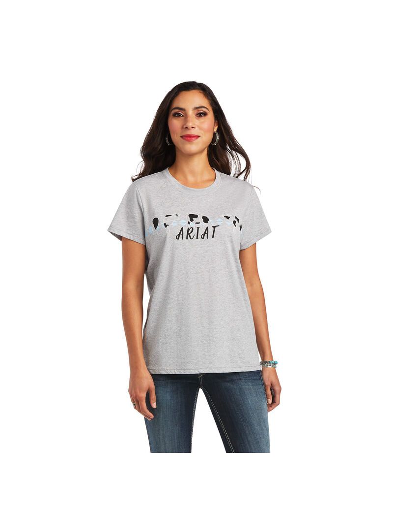 Hauts Ariat REAL Cow Pasture Tee Grise | 629078WFM