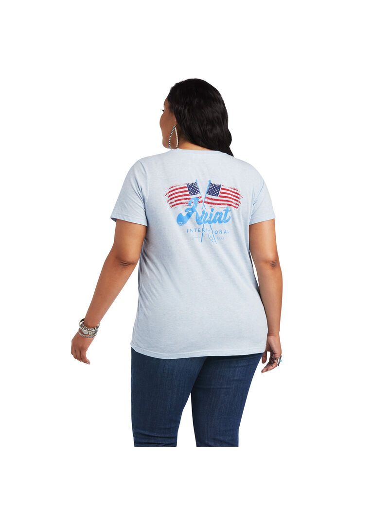 Hauts Ariat REAL Flag Waver Tee Bleu | 214973RMG