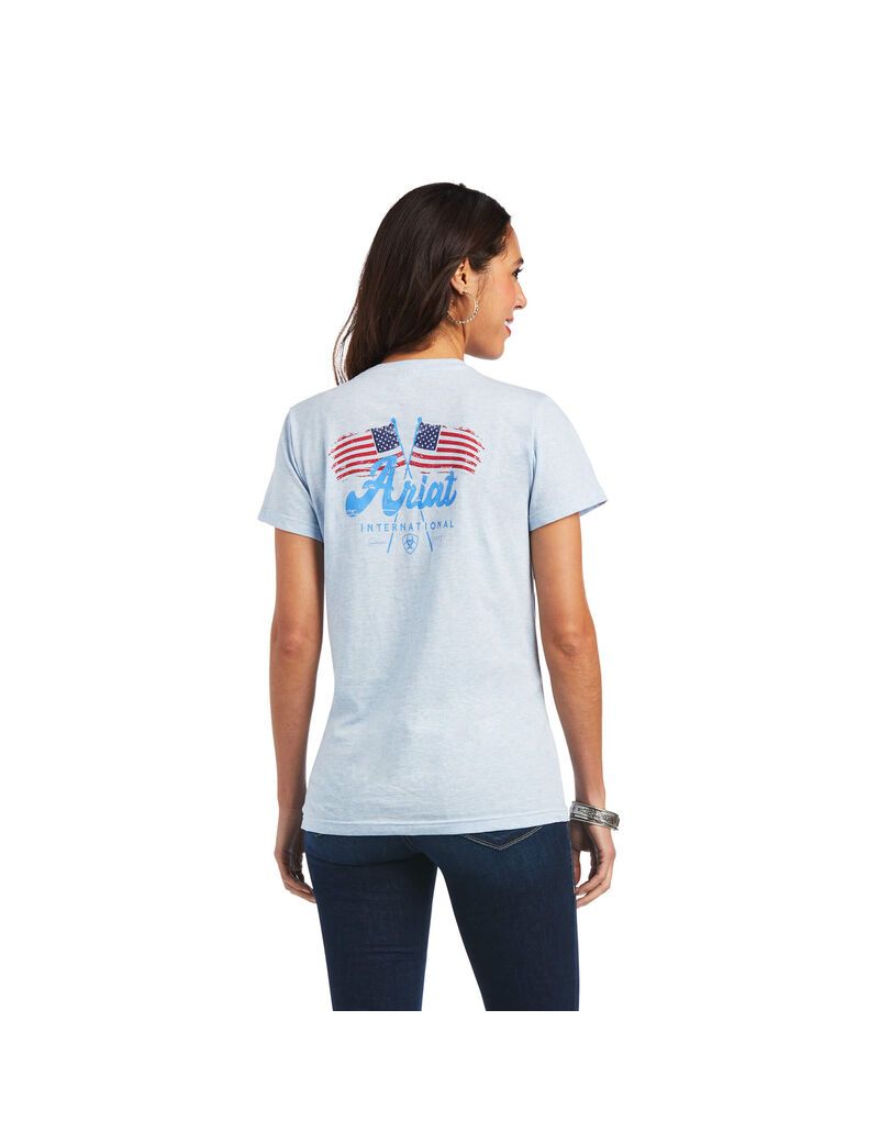 Hauts Ariat REAL Flag Waver Tee Bleu | 214973RMG