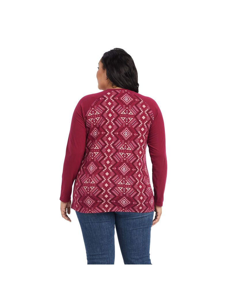 Hauts Ariat REAL Printed Henley Multicolore Rouge | 280374WIV