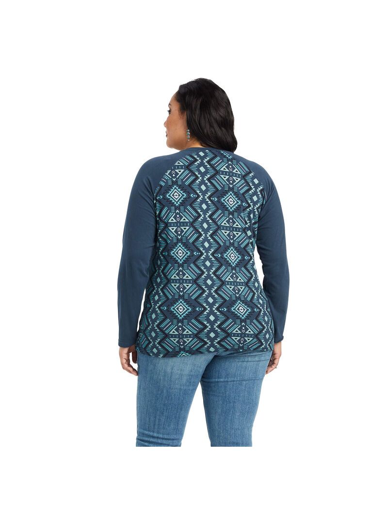 Hauts Ariat REAL Printed Henley Multicolore Bleu Marine | 497531QUB