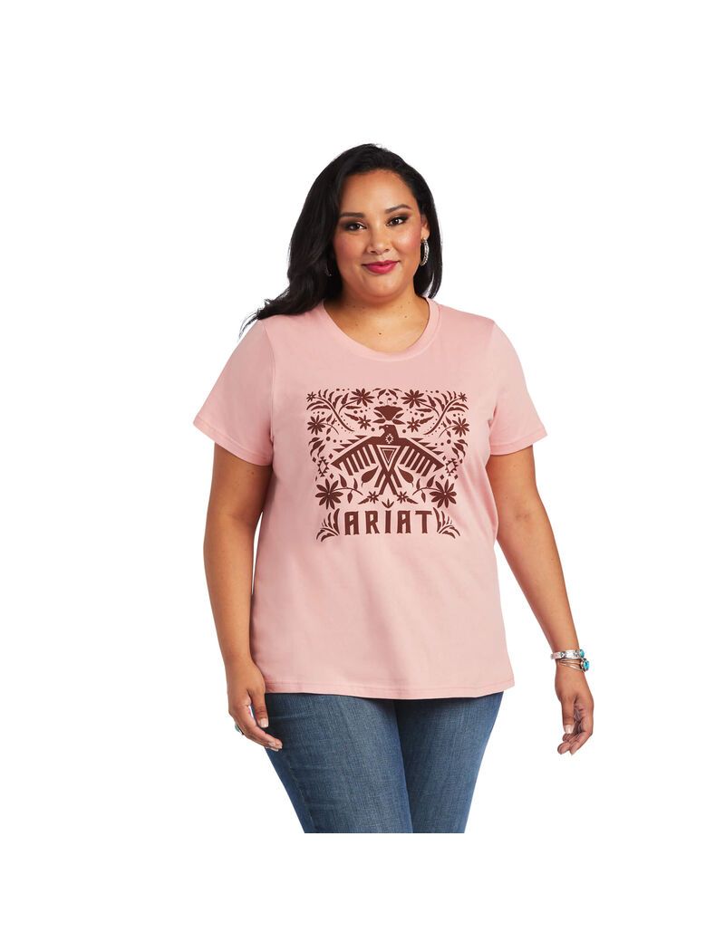 Hauts Ariat REAL Relaxed Fiesta Logo Tee Rose | 460971VRC