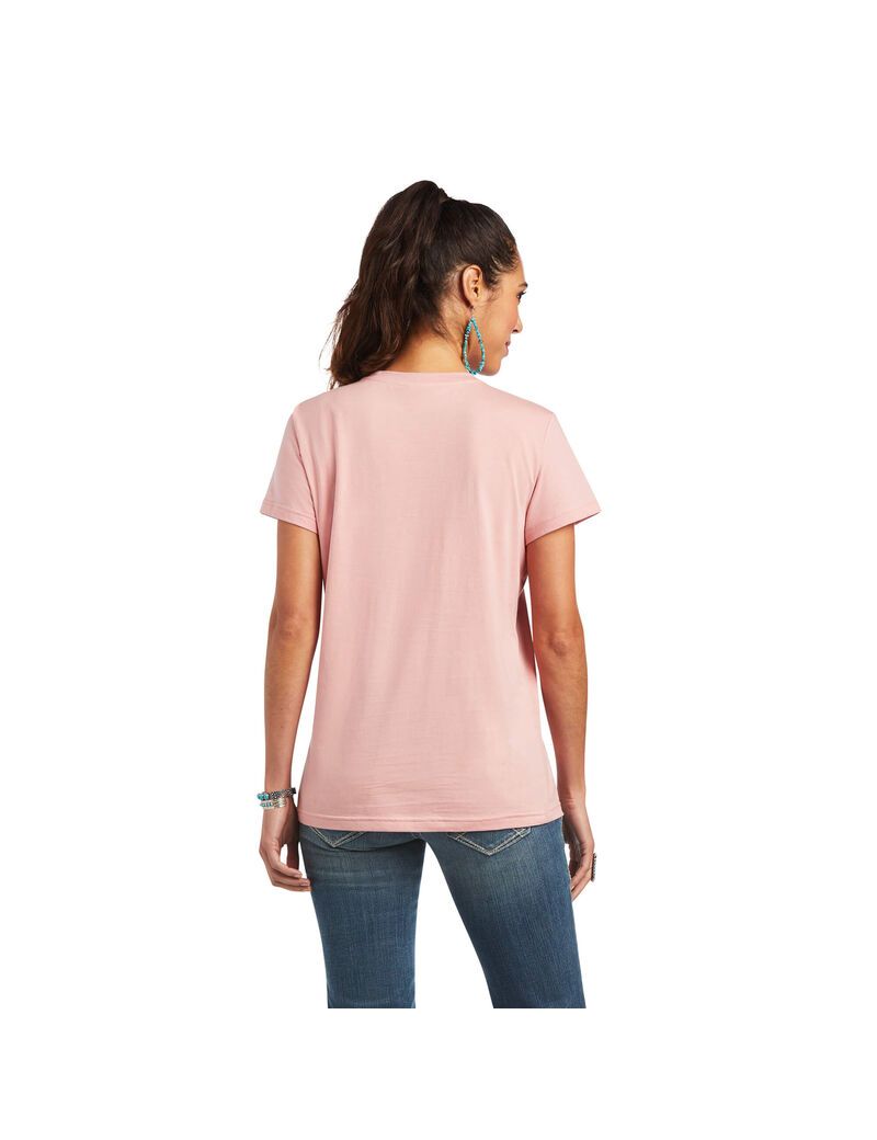 Hauts Ariat REAL Relaxed Fiesta Logo Tee Rose | 460971VRC