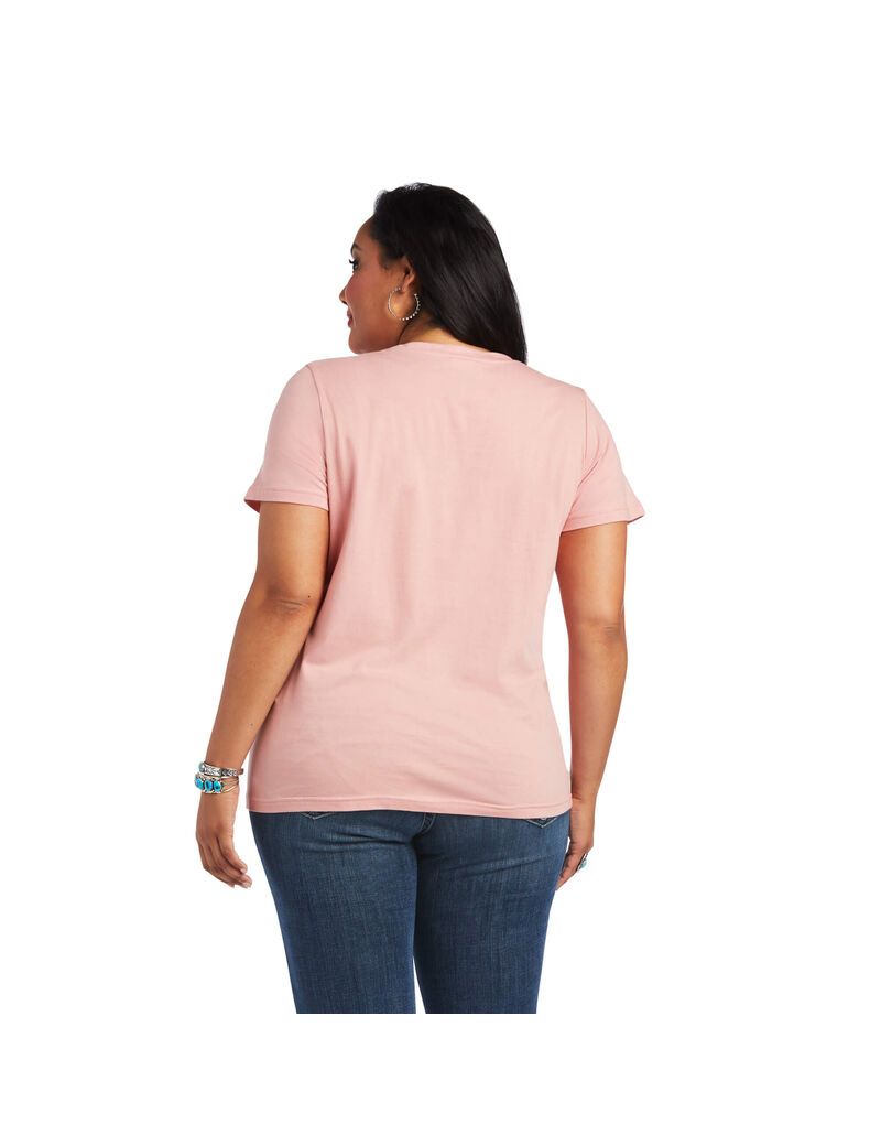 Hauts Ariat REAL Relaxed Fiesta Logo Tee Rose | 460971VRC