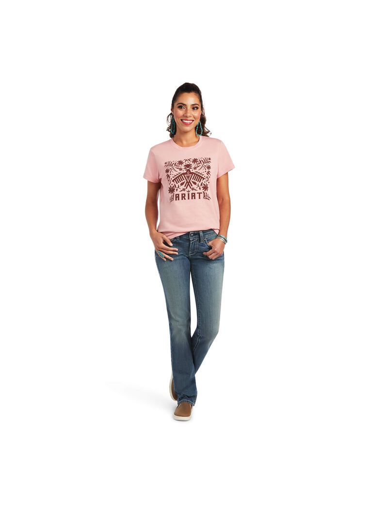 Hauts Ariat REAL Relaxed Fiesta Logo Tee Rose | 460971VRC