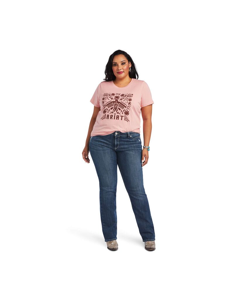 Hauts Ariat REAL Relaxed Fiesta Logo Tee Rose | 460971VRC