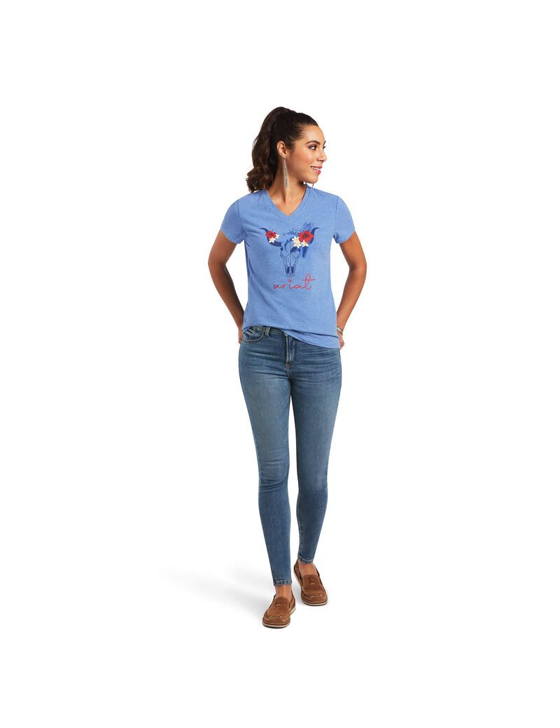 Hauts Ariat REAL Tropic Steerhead Tee Bleu | 097823EPY