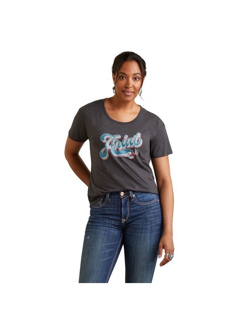 Hauts Ariat Spur Script Tee Grise | 129543UKQ