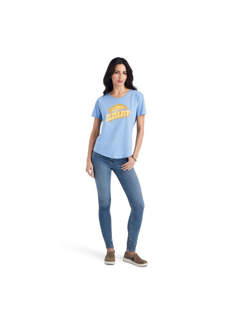 Hauts Ariat Sunset Arc Tee Bleu | 602184LRT