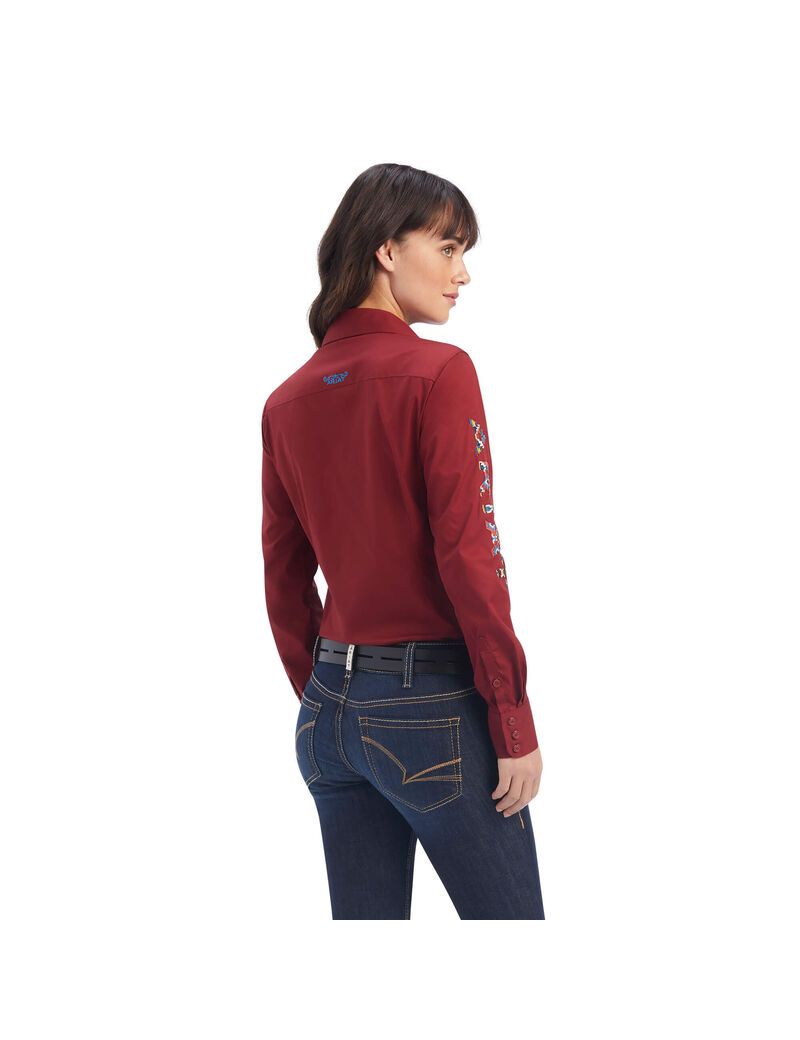 Hauts Ariat Team Kirby Stretch Rouge Foncé | 481953MEC