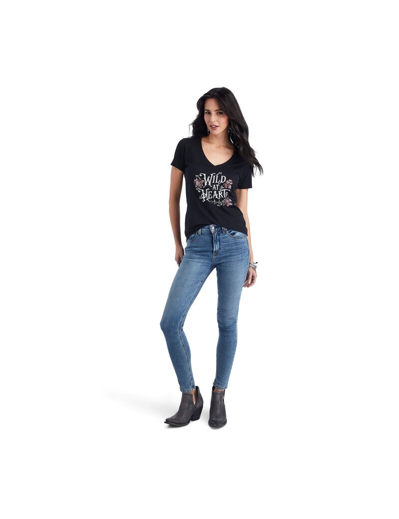 Hauts Ariat Wild Heart Tee Noir | 159382XTA