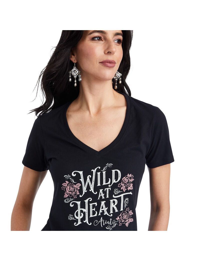 Hauts Ariat Wild Heart Tee Noir | 159382XTA