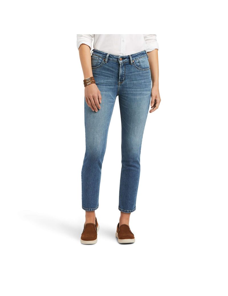 Jean Ariat Premium High Rise Droit Crop Bleu | 286439UID