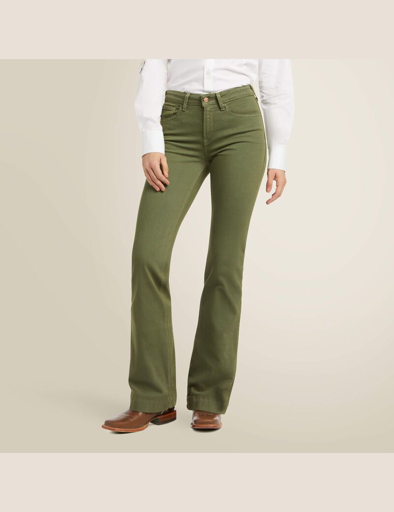 Jean Ariat Slim Trouser Ella Larges Leg Vert | 065734CPD