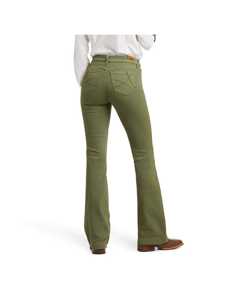 Jean Ariat Slim Trouser Ella Larges Leg Vert | 065734CPD