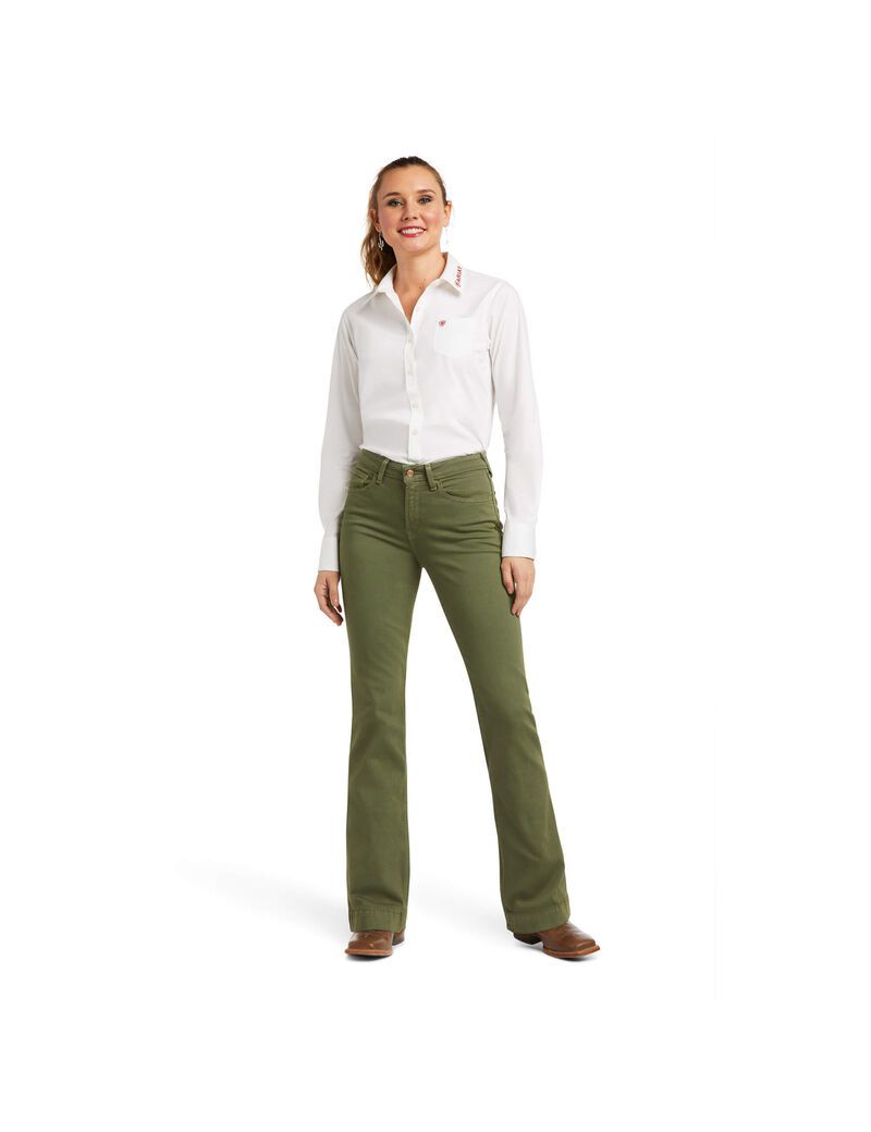 Jean Ariat Slim Trouser Ella Larges Leg Vert | 065734CPD