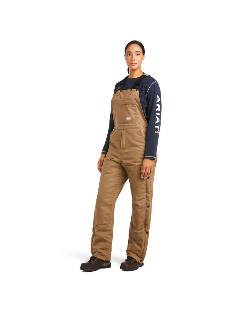 Pantalon Bib Ariat Rebar DuraCanvas Stretch Insulated Kaki | 145893GHB