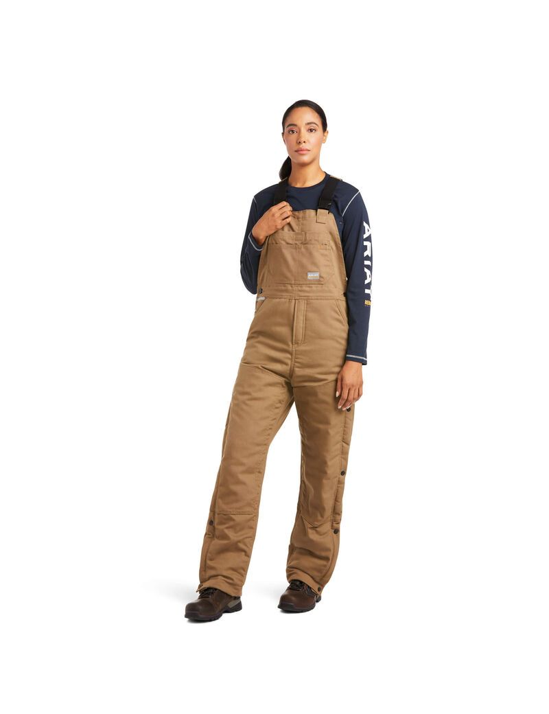 Pantalon Bib Ariat Rebar DuraCanvas Stretch Insulated Kaki | 145893GHB