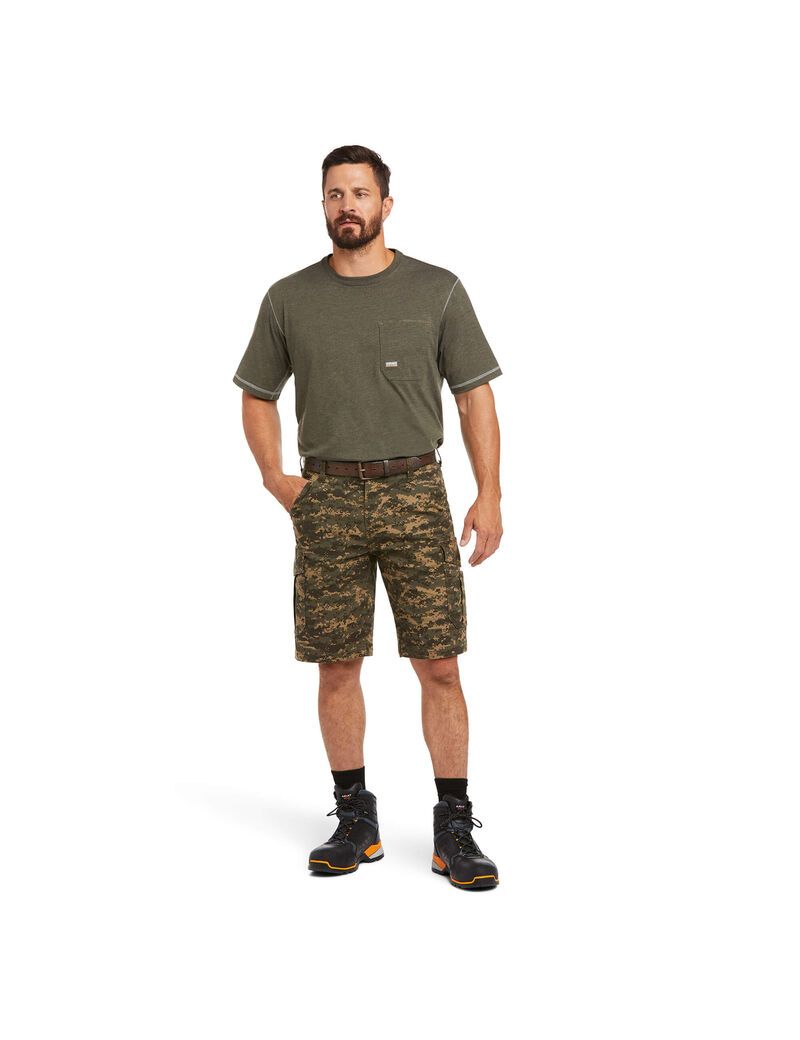 Shorts Ariat Rebar DuraStretch Made Tough Cargo Vert Olive Camouflage | 402561EXS